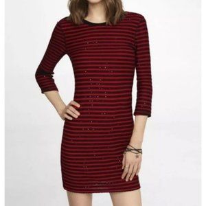Express striped Sequins Dress in Red and Black
